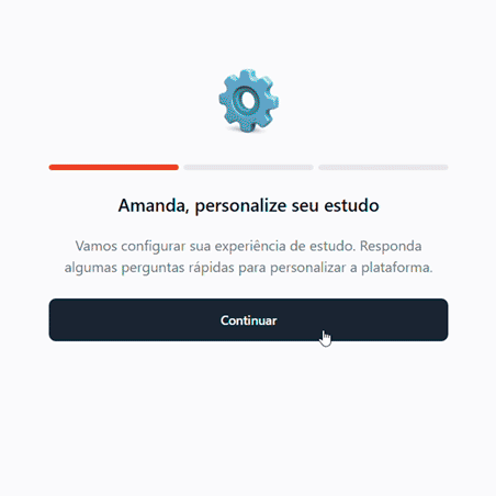 Gif animado com a escolha da área de estudo na plataforma OAB Damásio IA