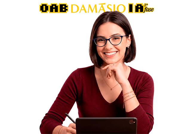 Menina estudante de direito, estudando para 2ª fase do exame da ordem com OAB Damásio IA