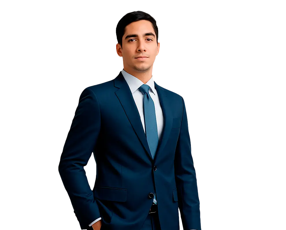 Homem de negócios buscando benefícios para sua equipe jurídica e encontrando o melhor do direito no Damásio.