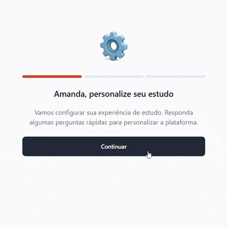 Gif animado com a escolha da área de estudo na plataforma OAB Damásio IA
