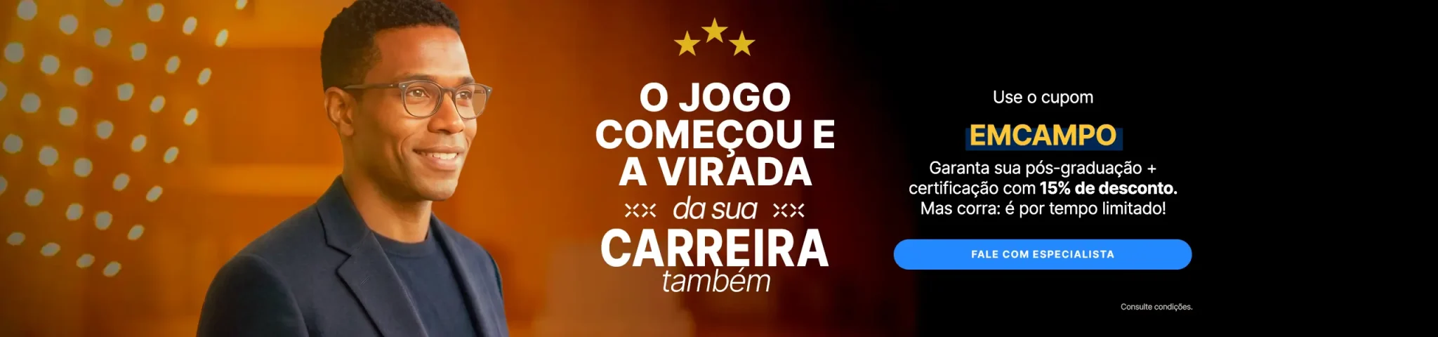 Banner entre em campo: compre uma pós Damásio e ganhe uma certificação