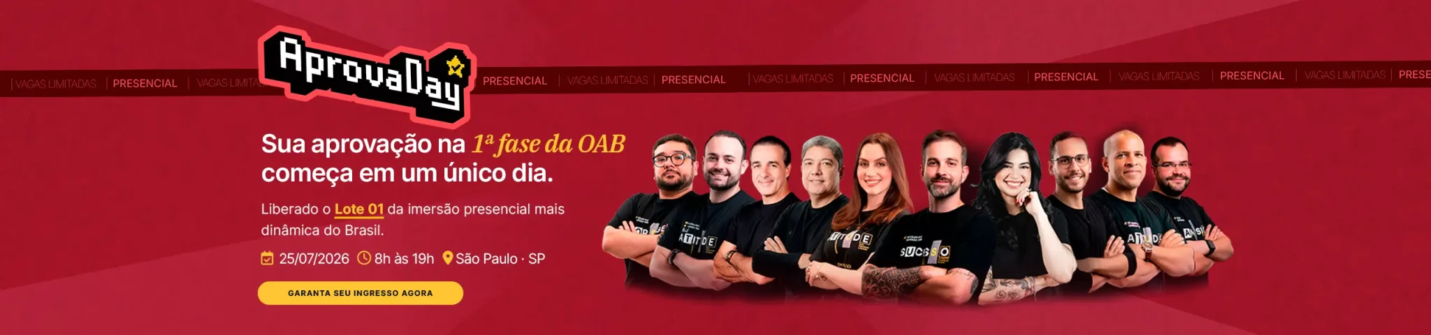 AprovaDay: Sua revisão para 1ª fase da OAB começa em um único dia, presencial em São Paulo.