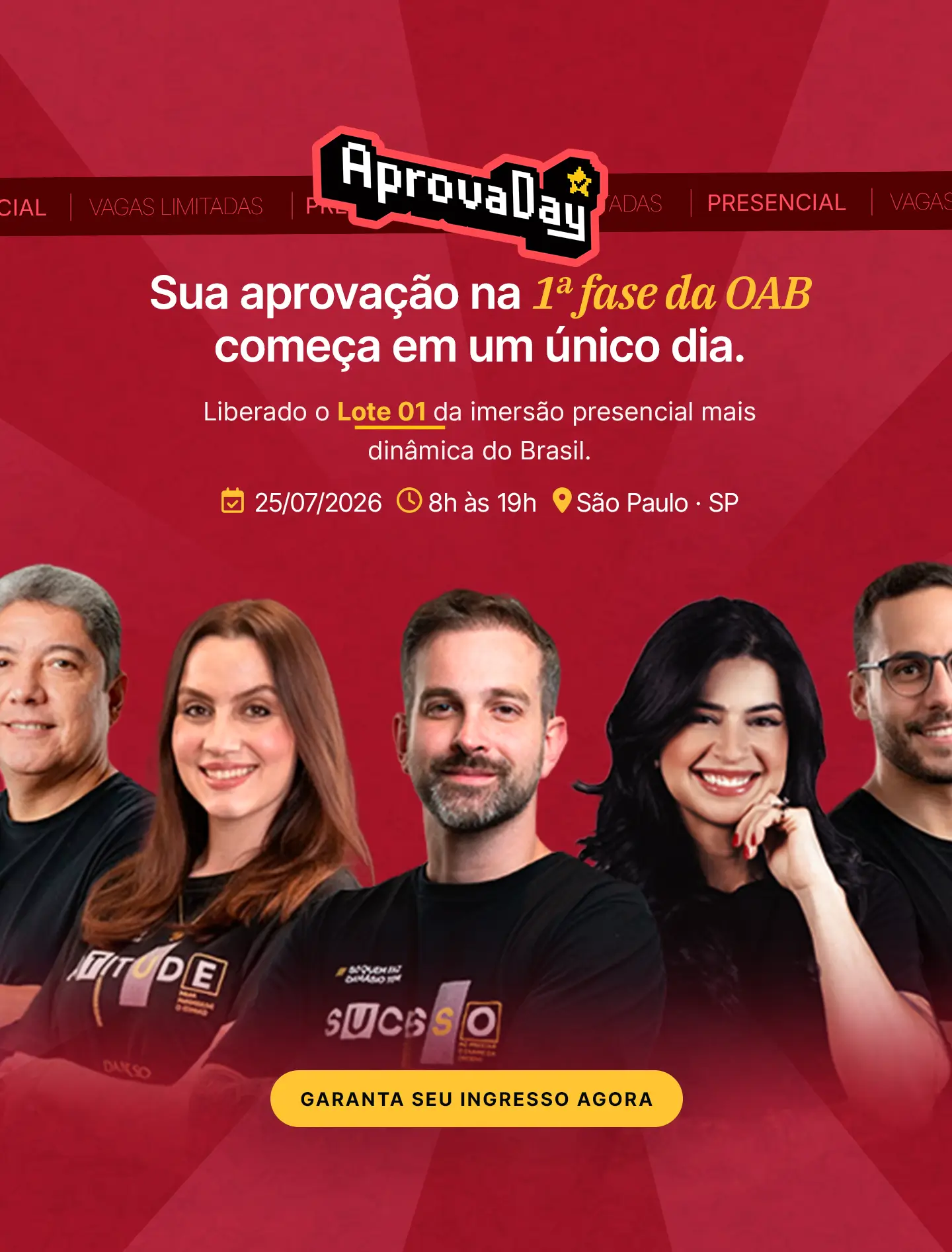 AprovaDay: Sua revisão para 1ª fase da OAB começa em um único dia, presencial em São Paulo.