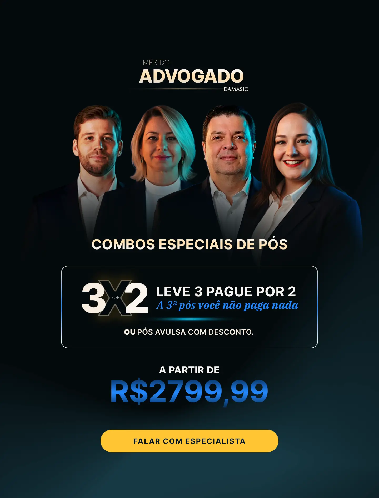 Mês do Advogado Damásio - Pós Compre 2 leve 3ou Avulsa com desconto