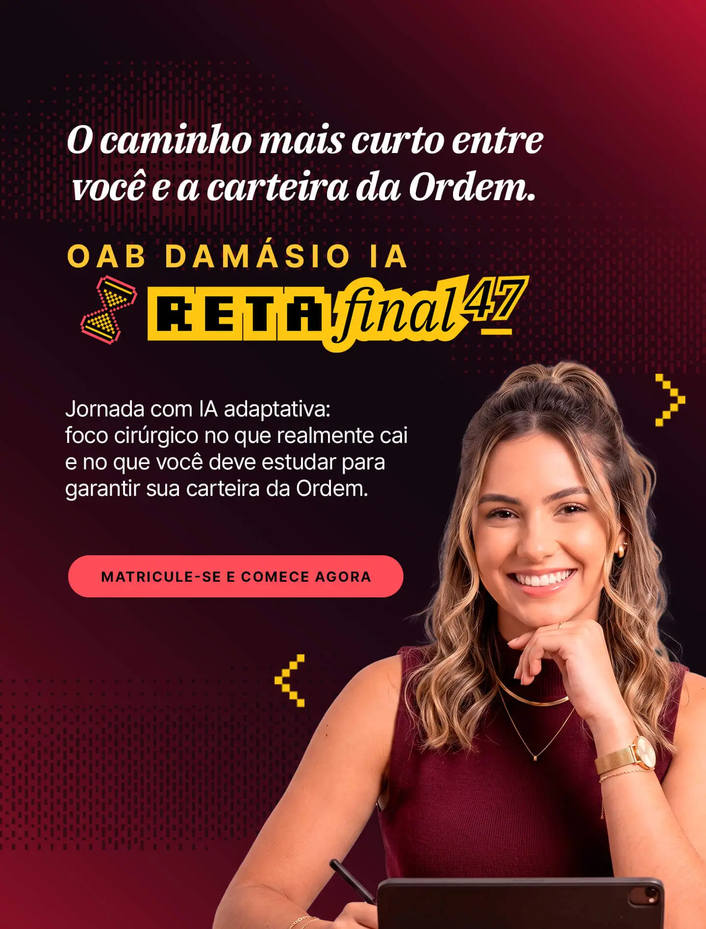 Reta final: estude com jornada adaptativa do OAB Damásio IA | reta Final.