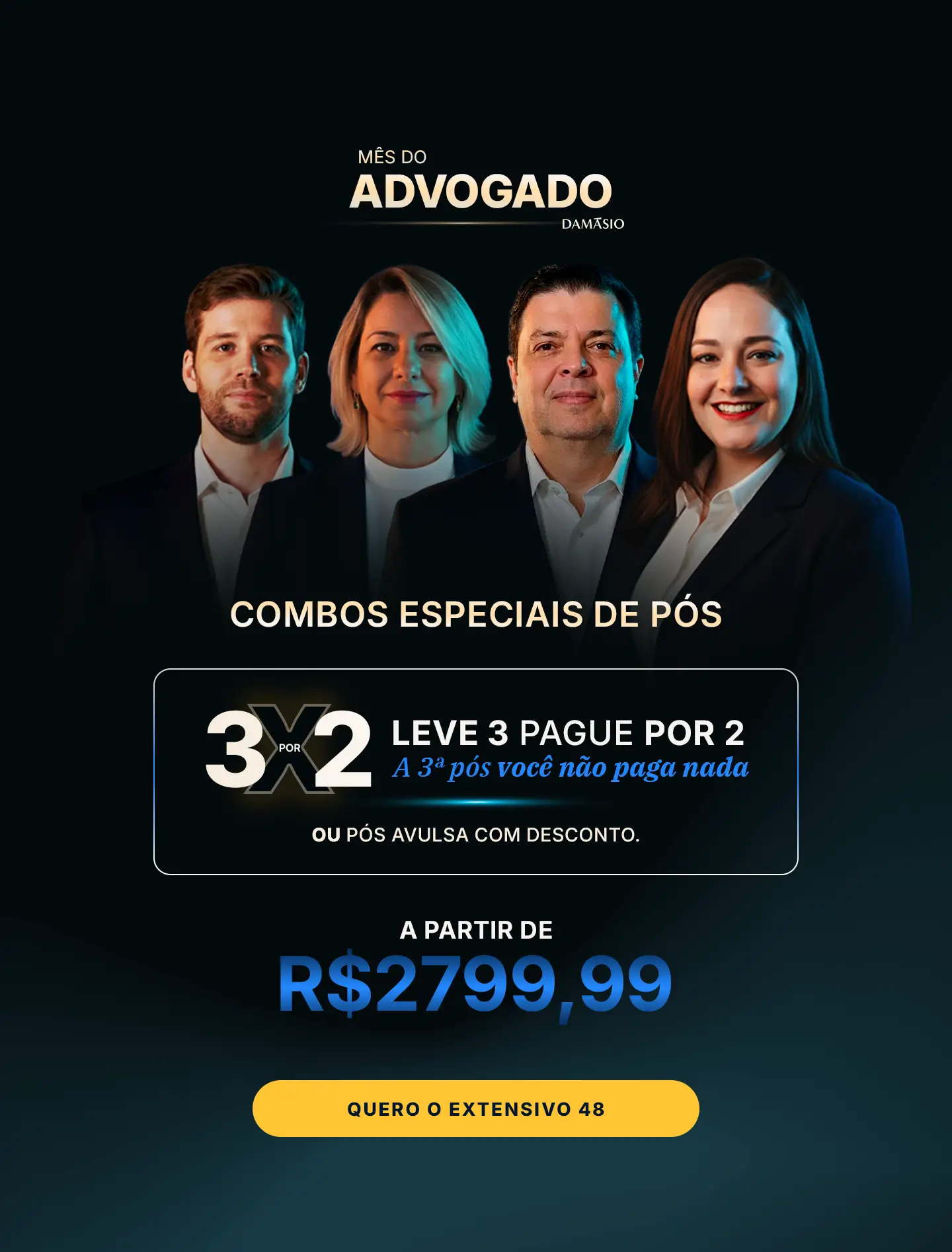 Mês do Advogado Damásio - Pós Compre 2 leve 3ou Avulsa com desconto