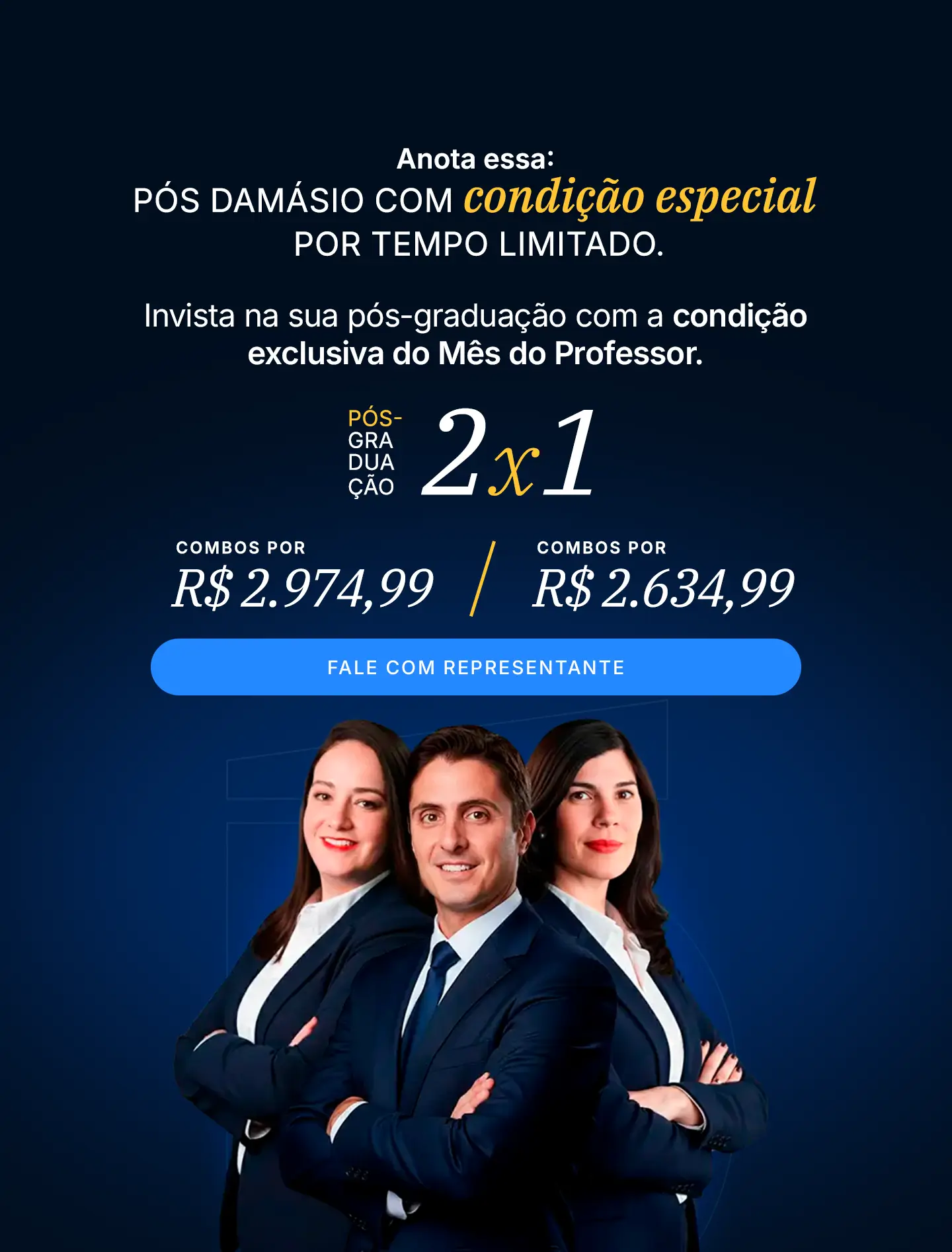 Mês do professor Damásio: pós-graduação com condições especiais.