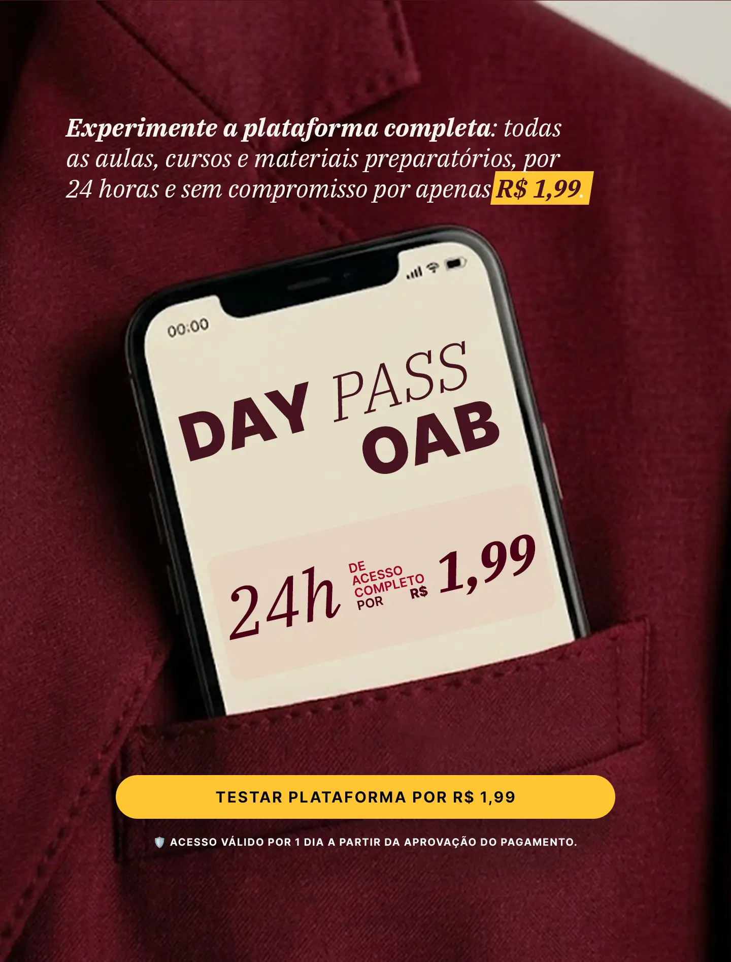 Day pass OAB - acesse tudo da OAB por 24 horas! Apenas R$ 1,99