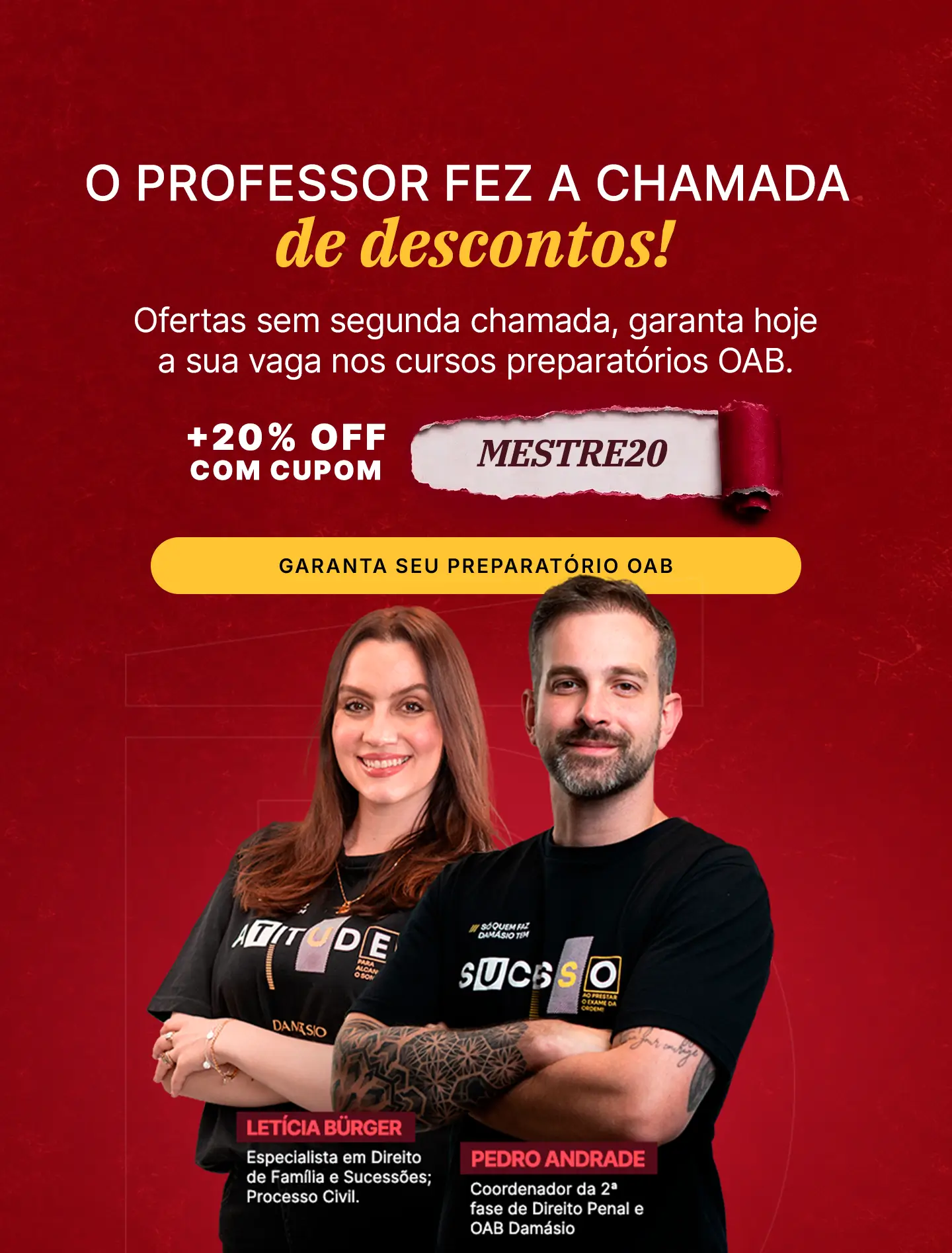 Mês do professor Damásio: preparatórios OAB com condições especiais.