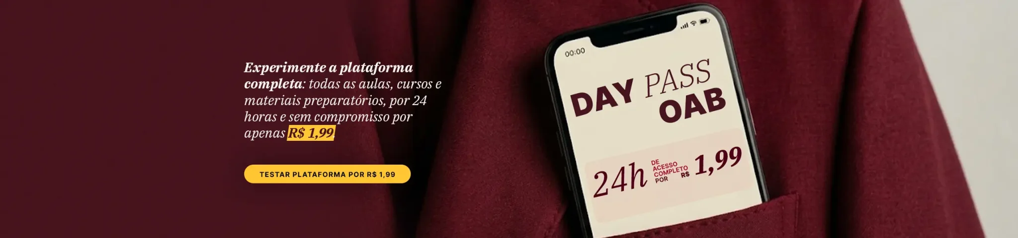 Day pass OAB - acesse tudo da OAB por 24 horas! Apenas R$ 1,99
